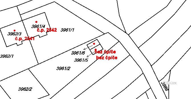 Roudnice nad Labem 47635126 na parcele st. 3961/5 v KÚ Roudnice nad Labem, Katastrální mapa