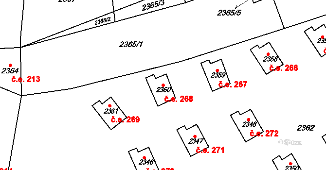 Buchlovice 268 na parcele st. 2360 v KÚ Buchlovice, Katastrální mapa