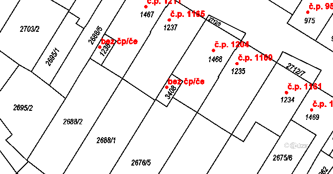 Bystřice pod Hostýnem 50255126 na parcele st. 3408 v KÚ Bystřice pod Hostýnem, Katastrální mapa