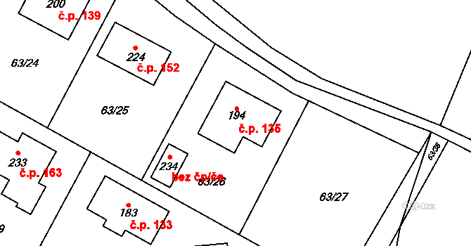 Hoření Vinice 135, Kly na parcele st. 194 v KÚ Záboří u Kel, Katastrální mapa