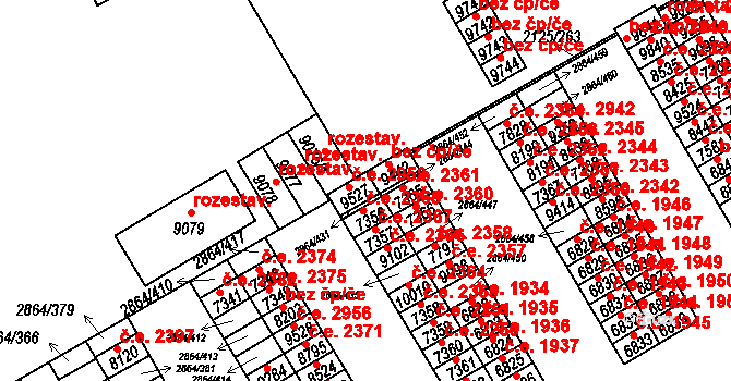 Hodonín 2958 na parcele st. 9527 v KÚ Hodonín, Katastrální mapa