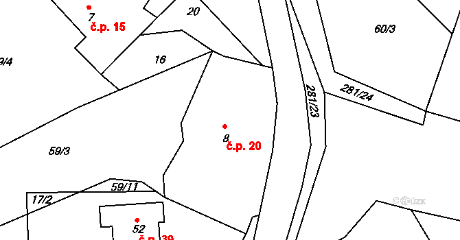 Libkov 20 na parcele st. 8 v KÚ Libkov u Nasavrk, Katastrální mapa