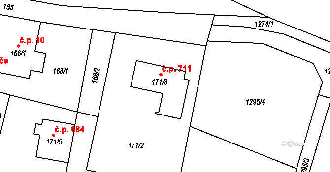 Krmelín 711 na parcele st. 171/6 v KÚ Krmelín, Katastrální mapa