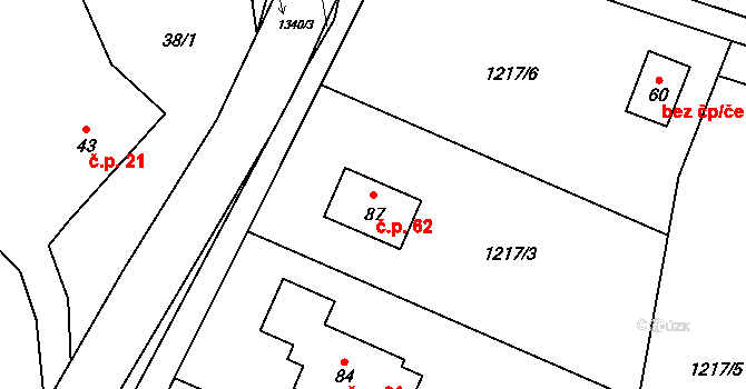 Libkov 62 na parcele st. 87 v KÚ Libkov, Katastrální mapa