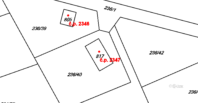 Nová Hospoda 2347, Kamenice na parcele st. 817 v KÚ Štiřín, Katastrální mapa