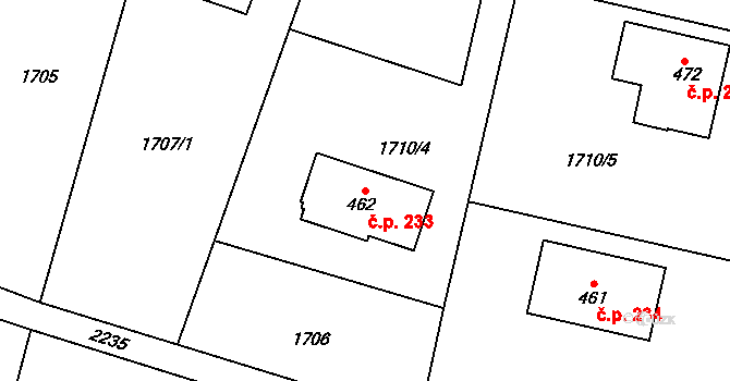 Rasošky 233 na parcele st. 462 v KÚ Rasošky, Katastrální mapa