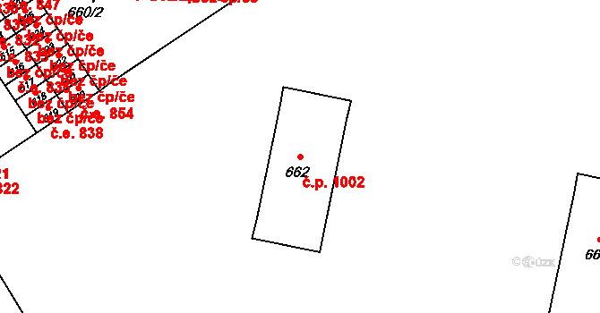 Kopřivnice 1002 na parcele st. 662 v KÚ Kopřivnice, Katastrální mapa