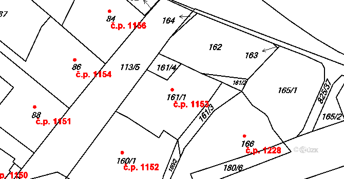 Příbor 1153 na parcele st. 161/1 v KÚ Klokočov u Příbora, Katastrální mapa