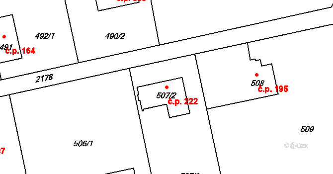 Křemže 222 na parcele st. 507/2 v KÚ Křemže, Katastrální mapa