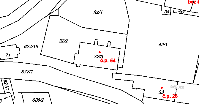 Černčice 54, Petrohrad na parcele st. 32/3 v KÚ Černčice u Petrohradu, Katastrální mapa