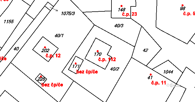 Dzbel 112 na parcele st. 170 v KÚ Dzbel, Katastrální mapa