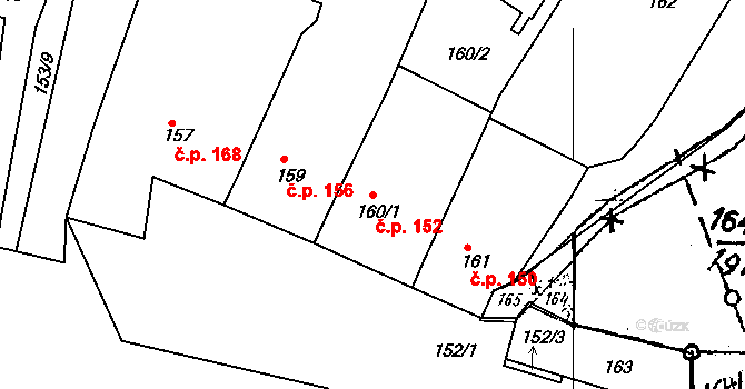 Dobšice 152 na parcele st. 160/1 v KÚ Dobšice u Znojma, Katastrální mapa