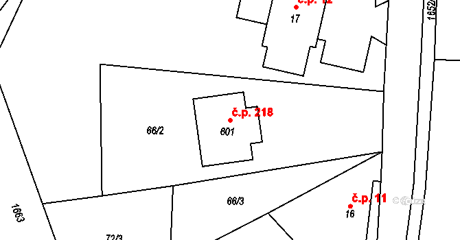 Rejhotice 218, Loučná nad Desnou na parcele st. 601 v KÚ Rejhotice, Katastrální mapa