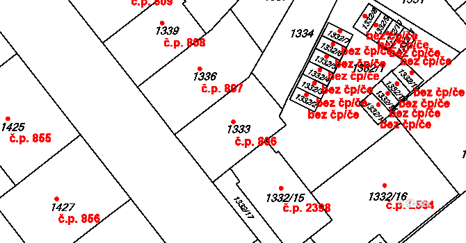 Znojmo 806 na parcele st. 1333 v KÚ Znojmo-město, Katastrální mapa