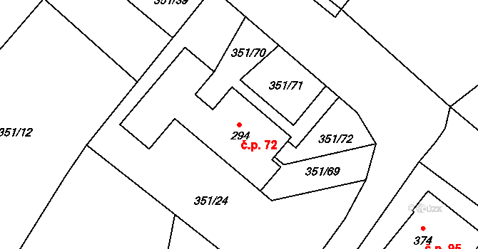 Horka II 72 na parcele st. 294 v KÚ Horka nad Sázavou, Katastrální mapa