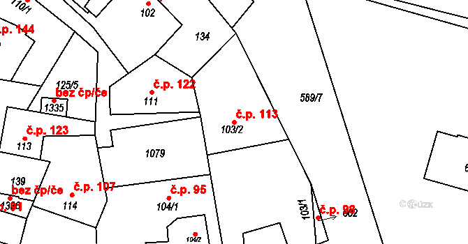 Líbeznice 113 na parcele st. 103/2 v KÚ Líbeznice, Katastrální mapa