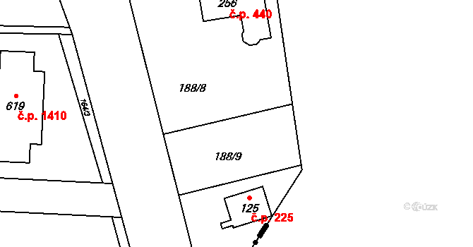 Horní Jirčany 167, Jesenice na parcele st. 188/9 v KÚ Horní Jirčany, Katastrální mapa