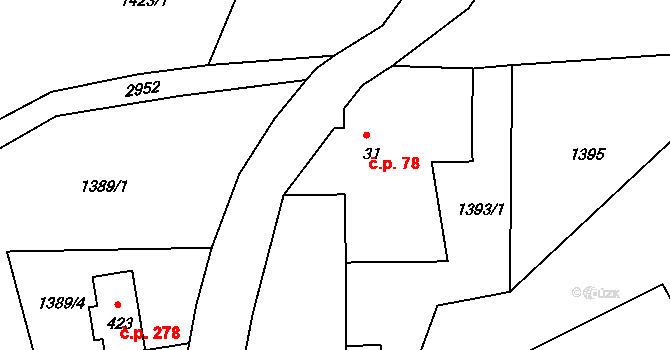 Heřmanice v Podještědí 78, Jablonné v Podještědí na parcele st. 31 v KÚ Heřmanice v Podještědí, Katastrální mapa