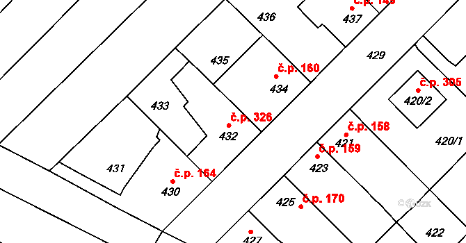 Omice 155 na parcele st. 432 v KÚ Omice, Katastrální mapa