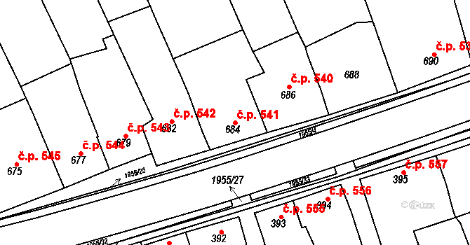Mistřín 541, Svatobořice-Mistřín na parcele st. 684 v KÚ Mistřín, Katastrální mapa