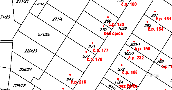 Humny 177, Pchery na parcele st. 271 v KÚ Pchery, Katastrální mapa
