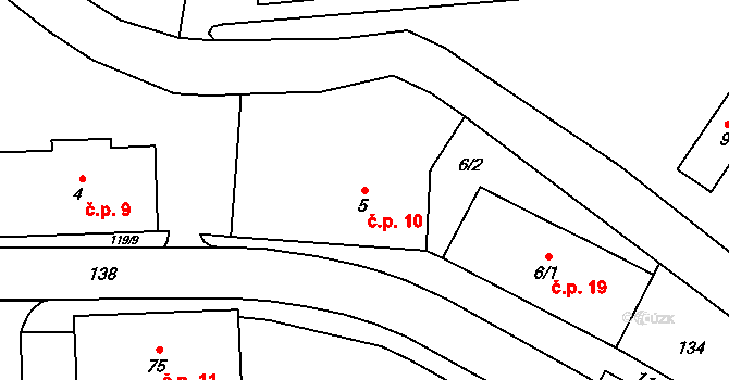 Karlova Studánka 10 na parcele st. 5 v KÚ Karlova Studánka, Katastrální mapa
