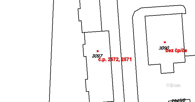 Kročehlavy 2571,2572, Kladno na parcele st. 3097 v KÚ Kročehlavy, Katastrální mapa
