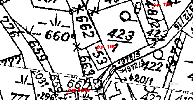 Dolní Sytová 118, Háje nad Jizerou na parcele st. 53 v KÚ Dolní Sytová, Katastrální mapa