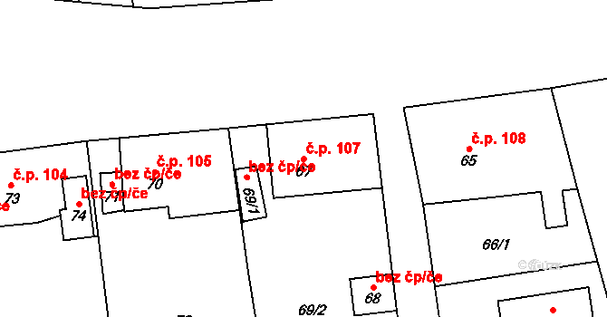 Kvaň 107, Zaječov na parcele st. 67 v KÚ Kvaň, Katastrální mapa