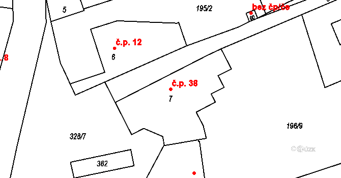 Štěnkov 38, Třebechovice pod Orebem na parcele st. 7 v KÚ Štěnkov, Katastrální mapa