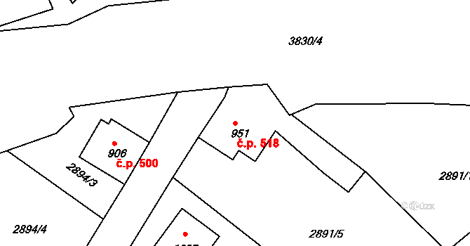 Cvikov II 518, Cvikov na parcele st. 951 v KÚ Cvikov, Katastrální mapa