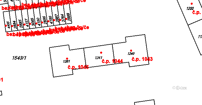 Rožnov pod Radhoštěm 1044 na parcele st. 1241 v KÚ Rožnov pod Radhoštěm, Katastrální mapa