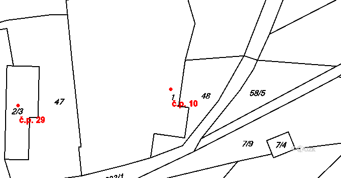 Spyšova 10, Sobotka na parcele st. 1 v KÚ Spyšova, Katastrální mapa