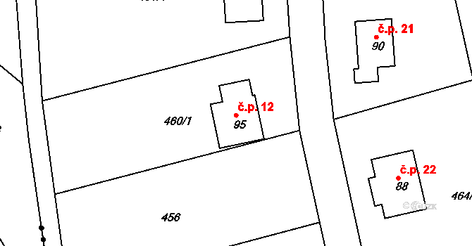 Horní Záblatí 12, Záblatí na parcele st. 95 v KÚ Horní Záblatí, Katastrální mapa