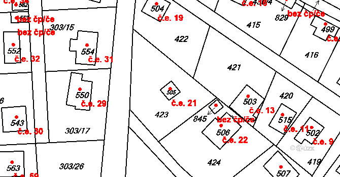 Litol 21, Lysá nad Labem na parcele st. 505 v KÚ Litol, Katastrální mapa