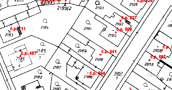 Poděbrady III 541, Poděbrady na parcele st. 2188 v KÚ Poděbrady, Katastrální mapa