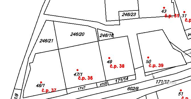 Šimpach 38, Obrataň na parcele st. 49 v KÚ Šimpach, Katastrální mapa