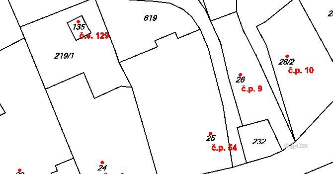Ješovice 54, Liběchov na parcele st. 25 v KÚ Ješovice, Katastrální mapa