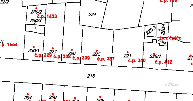 Vršovice 337, Praha na parcele st. 225 v KÚ Vršovice, Katastrální mapa