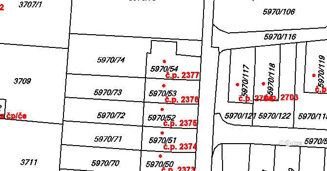 Česká Lípa 2376 na parcele st. 5970/53 v KÚ Česká Lípa, Katastrální mapa