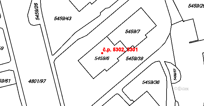Chomutov 5301,5302 na parcele st. 5459/6 v KÚ Chomutov I, Katastrální mapa