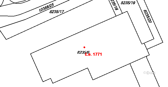 Jižní Předměstí 1771, Plzeň na parcele st. 8235/6 v KÚ Plzeň, Katastrální mapa