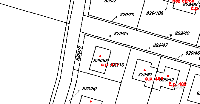 Zruč 477, Zruč-Senec na parcele st. 829/68 v KÚ Zruč, Katastrální mapa