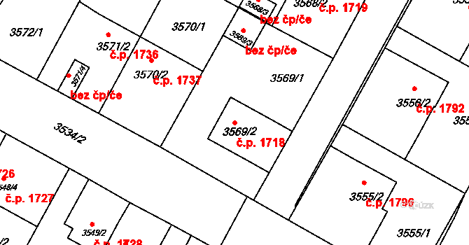 Předměstí 1718, Litoměřice na parcele st. 3569/2 v KÚ Litoměřice, Katastrální mapa