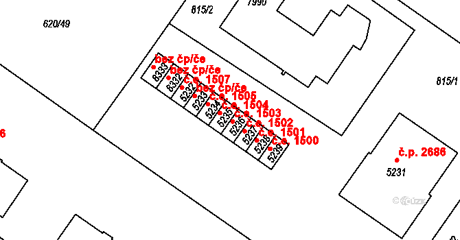 Zlín 1503 na parcele st. 5236 v KÚ Zlín, Katastrální mapa
