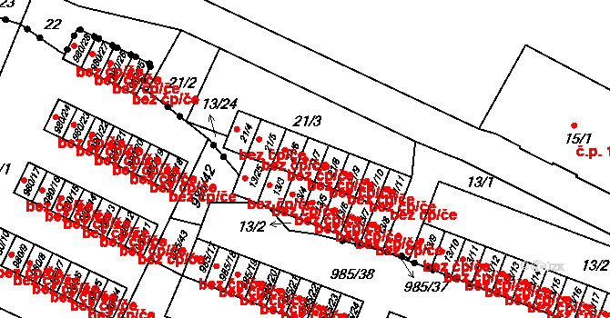 Liberec 40810127 na parcele st. 21/7 v KÚ Horní Růžodol, Katastrální mapa