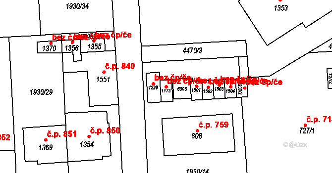 Hrušovany nad Jevišovkou 40966127 na parcele st. 1173 v KÚ Hrušovany nad Jevišovkou, Katastrální mapa