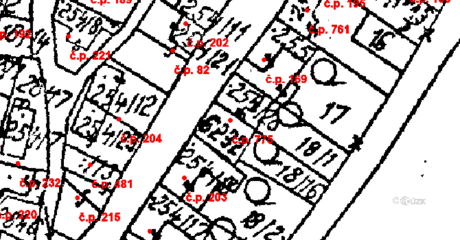 Kostice 775 na parcele st. 254/20 v KÚ Kostice, Katastrální mapa