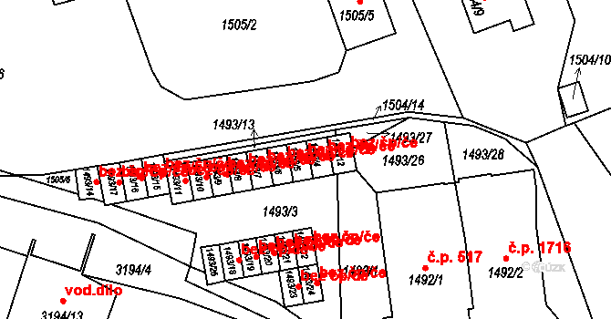 Rychnov nad Kněžnou 44287127 na parcele st. 1493/5 v KÚ Rychnov nad Kněžnou, Katastrální mapa