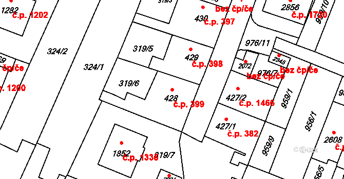 Kateřinky 399, Opava na parcele st. 428 v KÚ Kateřinky u Opavy, Katastrální mapa